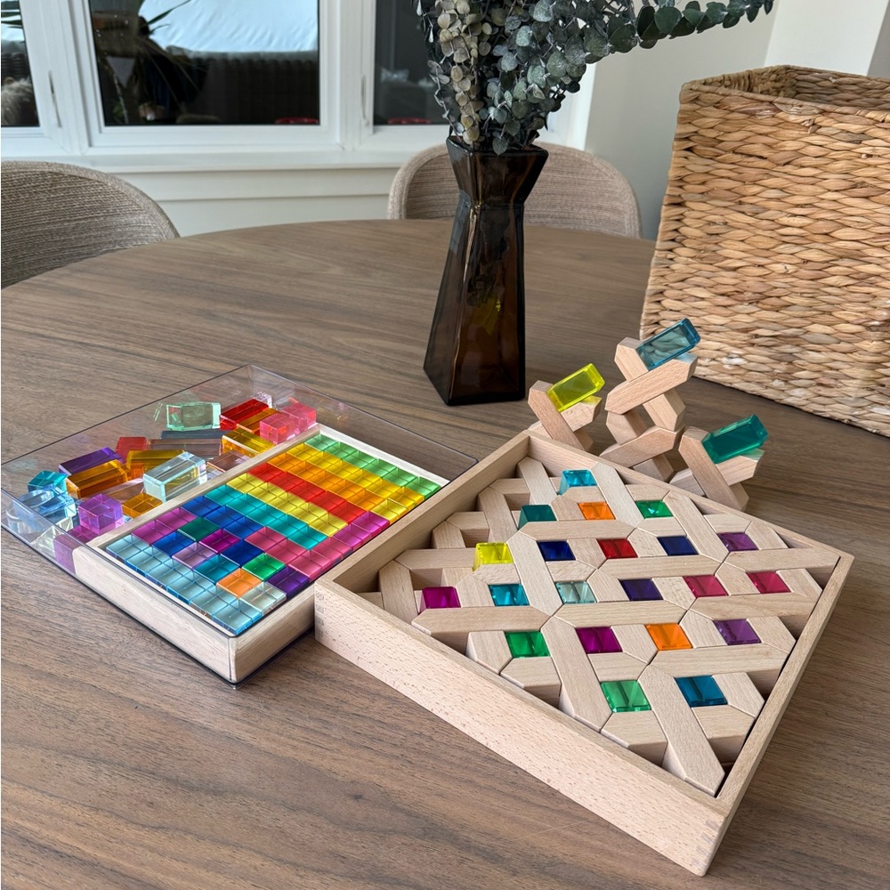 3 SETS WOODEN BUILDING BLOCKS ACRYLIC EXCELLENT CONDITION